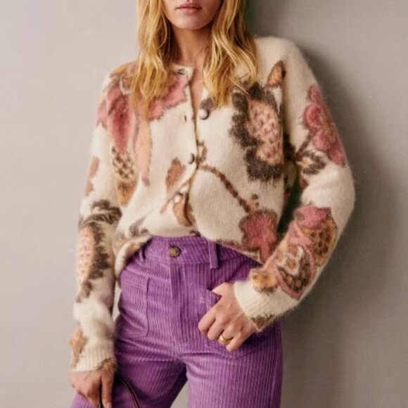 Sezane Sweaters - BEST Sezane Manea Cardigan XS/S/M Merveille Print Mohair Sweater Knit French